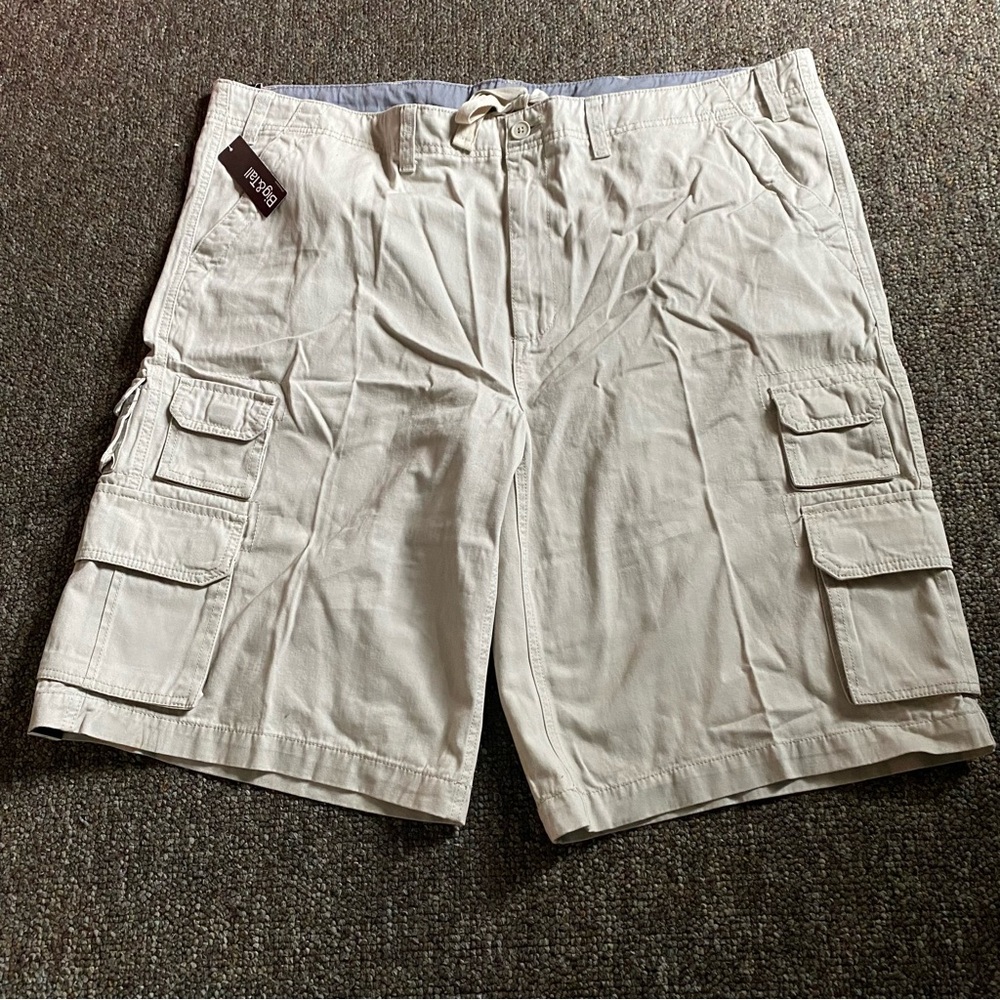 J.Ferrar Shorts Mens Big & Tall 50 Classic Stone Cargo Drawstring Flap Pocket Ne